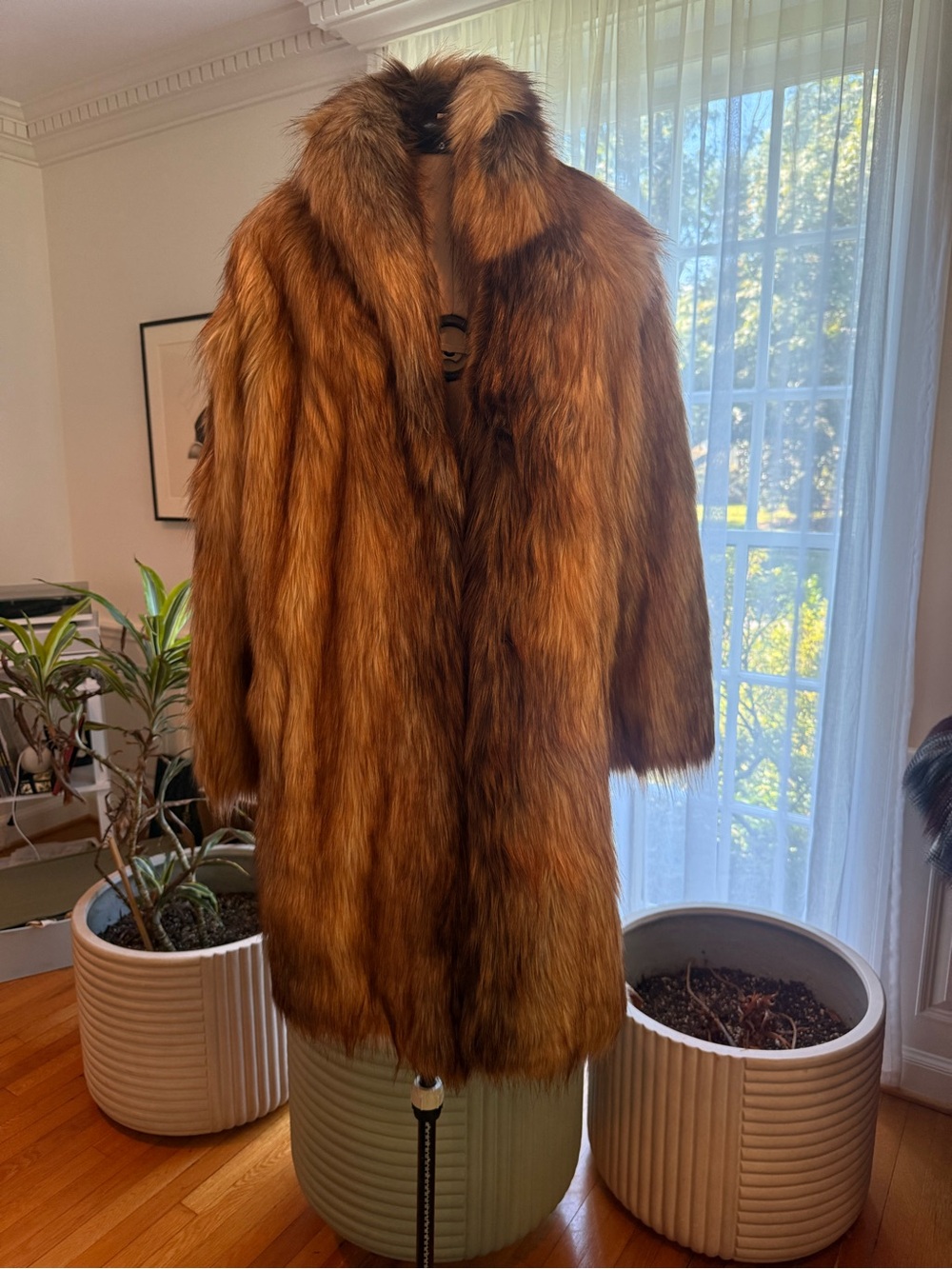 Women's Luxe Faux Fur Trench Coat in Rich Auburn